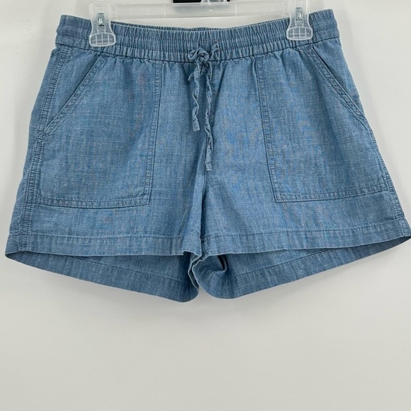 J. Crew Factory Pants - J.crew Factory Blue Chambray Cotton Elastic Waist/Drawstring Shorts Size XS